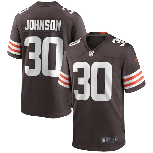 mens nike dernest johnson brown cleveland browns game jersey